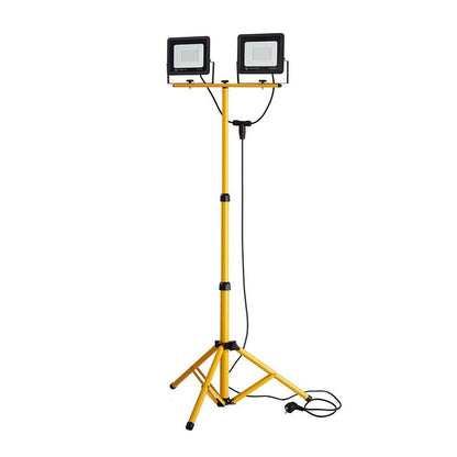 2x 50W LED Außen-Bau-Strahler-Lampe Stativ IP66 Baustellen-Fluter 8000lm 6000K