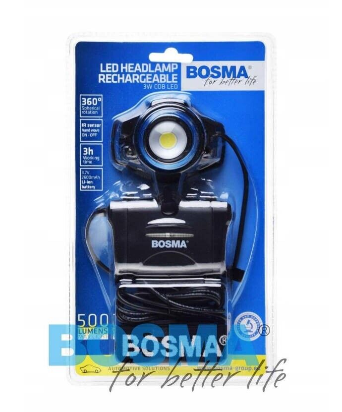 Bosma LED 500lm Akku Stirnlampe Outdoor Fahrrad Wandern Survival Licht Kopflampe