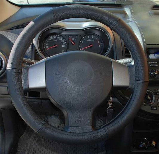 Lenkrad Bezug Hülle Schoner Schutz Schutzhülle Ø 44-46 cm Schwarz Echt Leder