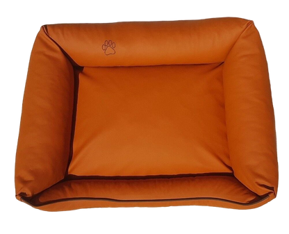 Hundebett Hundekorb Hundekissen Hundesofa Liegeplatz Kunstleder Gr. L Orange