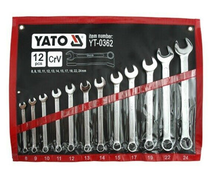 Yato YT-0362 Maulschlüsselset 12-tlg Gabelschlüssel Maul Ringschlüssel 8-24 mm