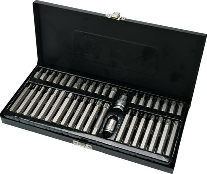 YATO YT-0400 Bitset 40 teilig Bitsatz lang 75 mm Ratschen Bitbox Adapter Koffer