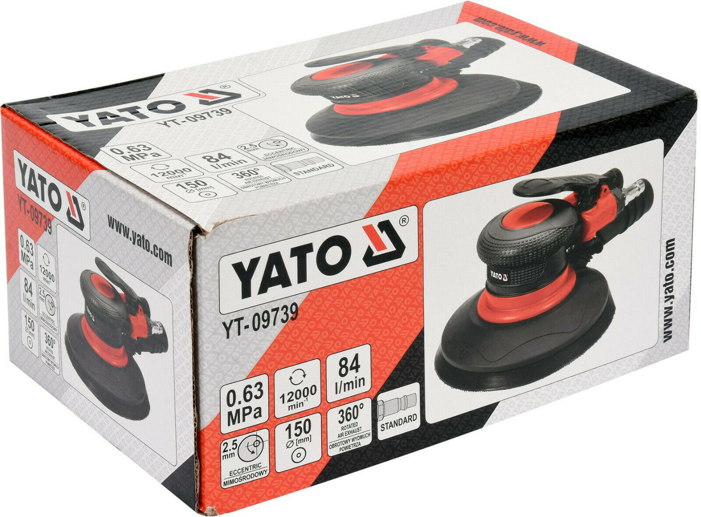 YATO YT-09739 Druckluft Excenterschleifer Schleifscheibe 150mm Schleifmaschine