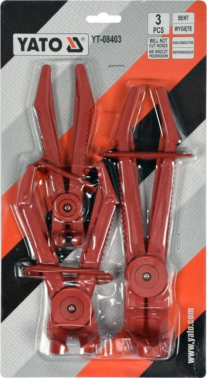 YATO YT-08403 Schlauchklemmensatz gebogen 3tlg Abklemmzange Schlauch Zangen